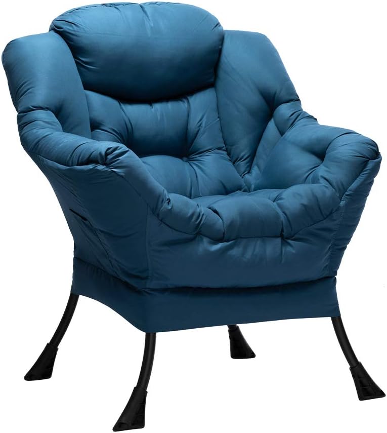 HollyHOME Lazy Chair with Armrest and Side Pocket, Comfy Accent Lounge Chair,Leisure Sofa Armchair for Living Room, Bedroom, Dorm, or Small Spaces, Oversized Reading Sofa Chair,Dark Grey