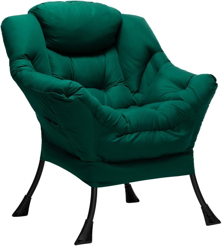 HollyHOME Lazy Chair with Armrest and Side Pocket, Comfy Accent Lounge Chair,Leisure Sofa Armchair for Living Room, Bedroom, Dorm, or Small Spaces, Oversized Reading Sofa Chair,Dark Grey