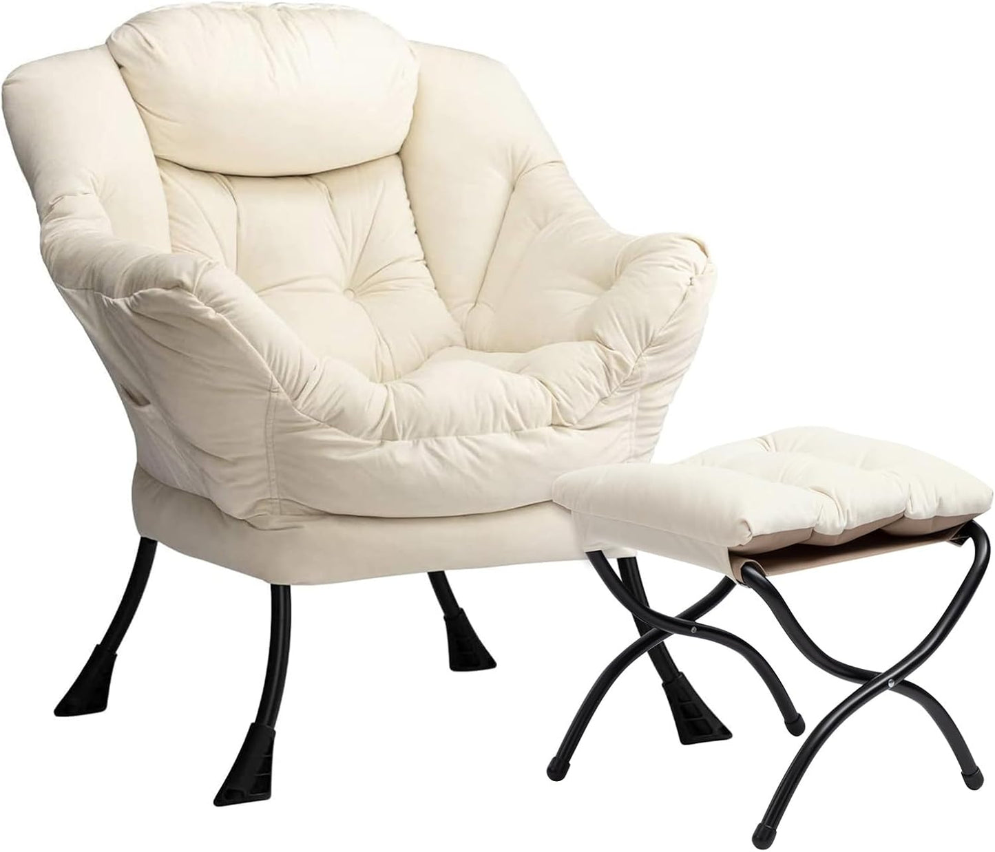 HollyHOME Lazy Chair with Armrest and Side Pocket, Comfy Accent Lounge Chair,Leisure Sofa Armchair for Living Room, Bedroom, Dorm, or Small Spaces, Oversized Reading Sofa Chair,Dark Grey