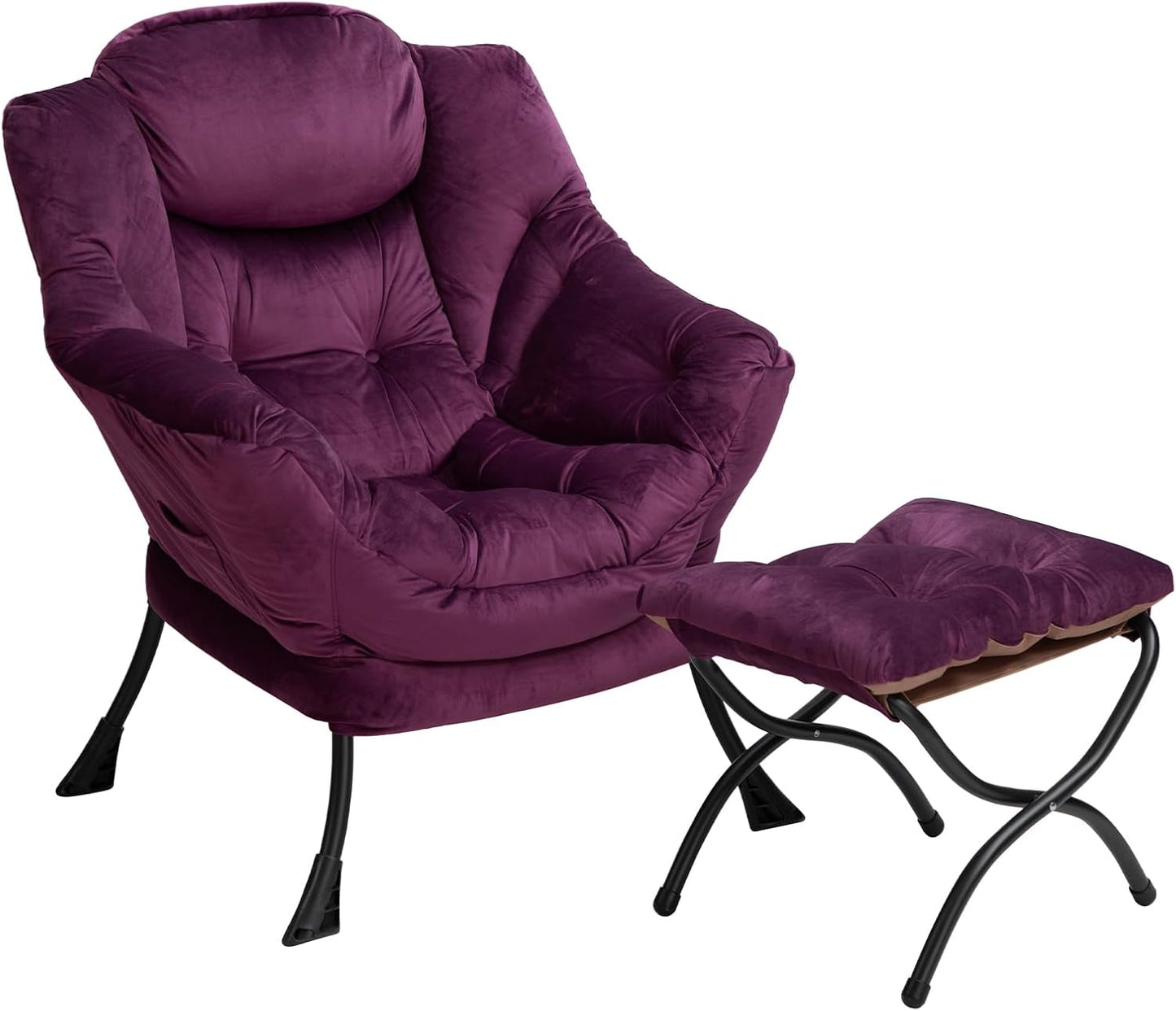 HollyHOME Lazy Chair with Armrest and Side Pocket, Comfy Accent Lounge Chair,Leisure Sofa Armchair for Living Room, Bedroom, Dorm, or Small Spaces, Oversized Reading Sofa Chair,Dark Grey