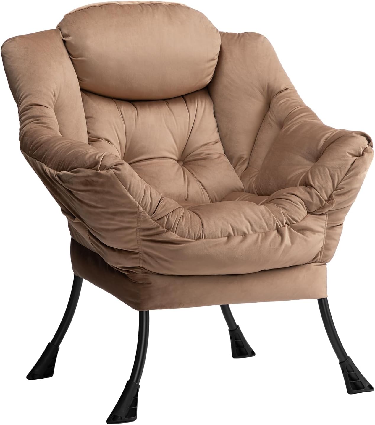 HollyHOME Lazy Chair with Armrest and Side Pocket, Comfy Accent Lounge Chair,Leisure Sofa Armchair for Living Room, Bedroom, Dorm, or Small Spaces, Oversized Reading Sofa Chair,Dark Grey