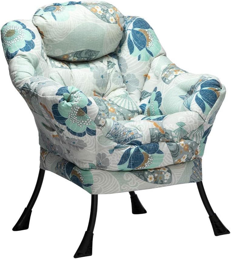 HollyHOME Lazy Chair with Armrest and Side Pocket, Comfy Accent Lounge Chair,Leisure Sofa Armchair for Living Room, Bedroom, Dorm, or Small Spaces, Oversized Reading Sofa Chair,Dark Grey