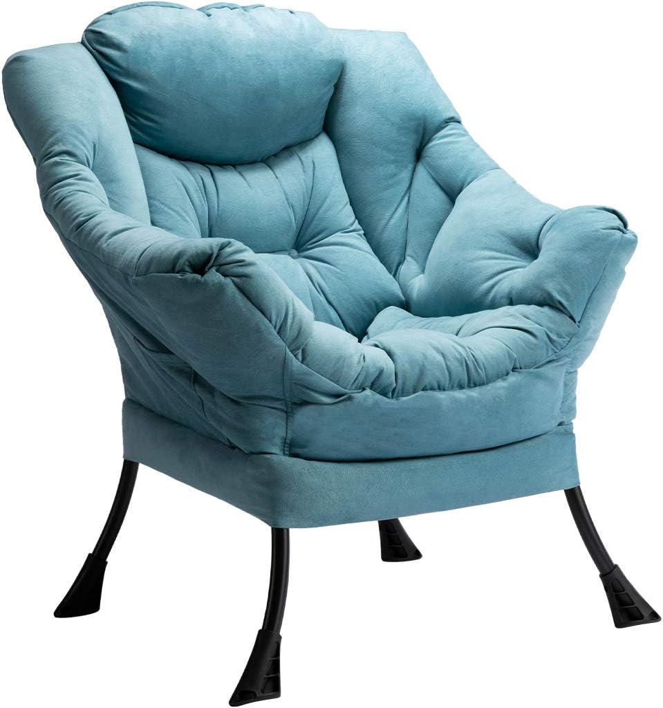 HollyHOME Lazy Chair with Armrest and Side Pocket, Comfy Accent Lounge Chair,Leisure Sofa Armchair for Living Room, Bedroom, Dorm, or Small Spaces, Oversized Reading Sofa Chair,Dark Grey