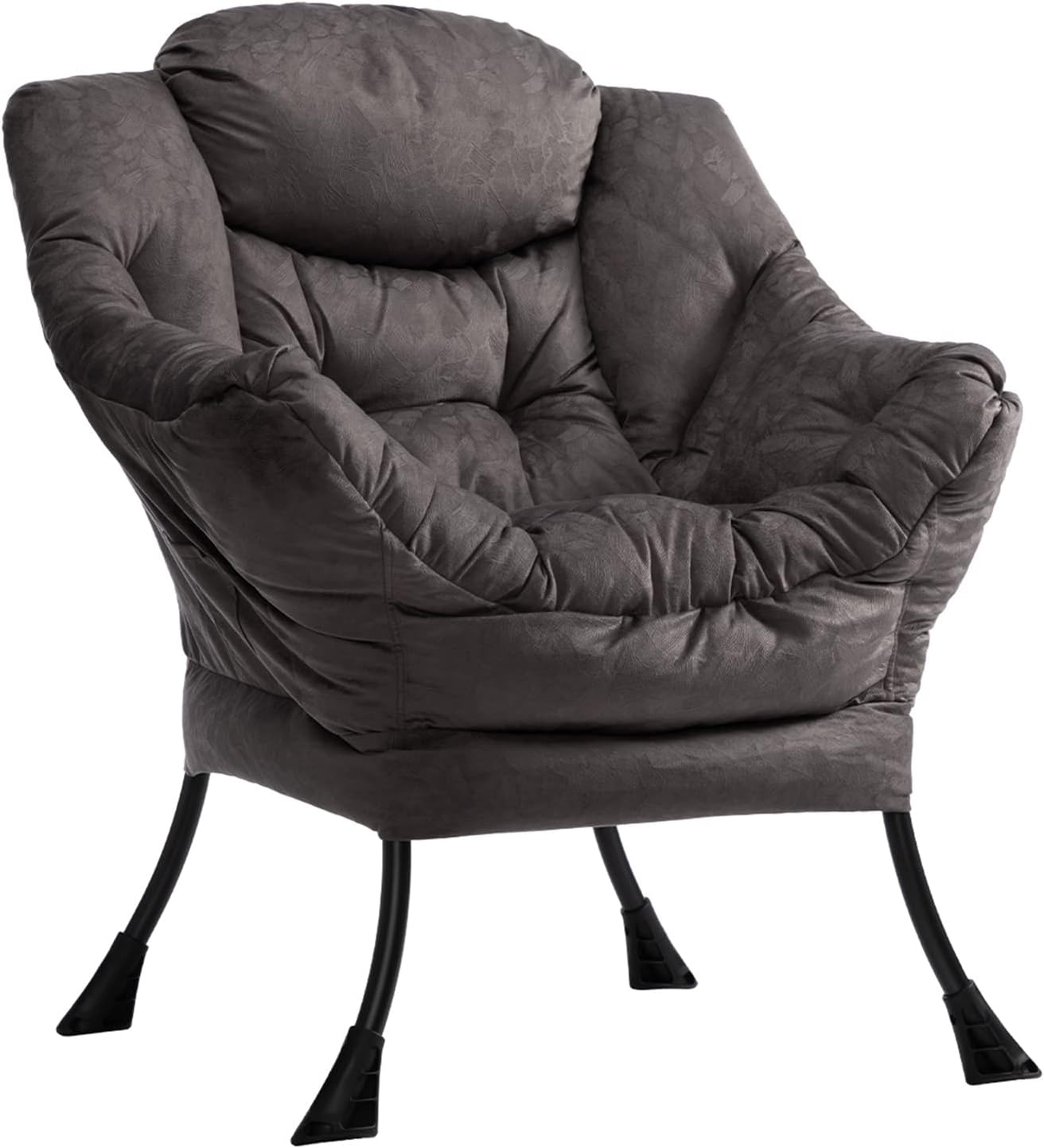 HollyHOME Lazy Chair with Armrest and Side Pocket, Comfy Accent Lounge Chair,Leisure Sofa Armchair for Living Room, Bedroom, Dorm, or Small Spaces, Oversized Reading Sofa Chair,Dark Grey