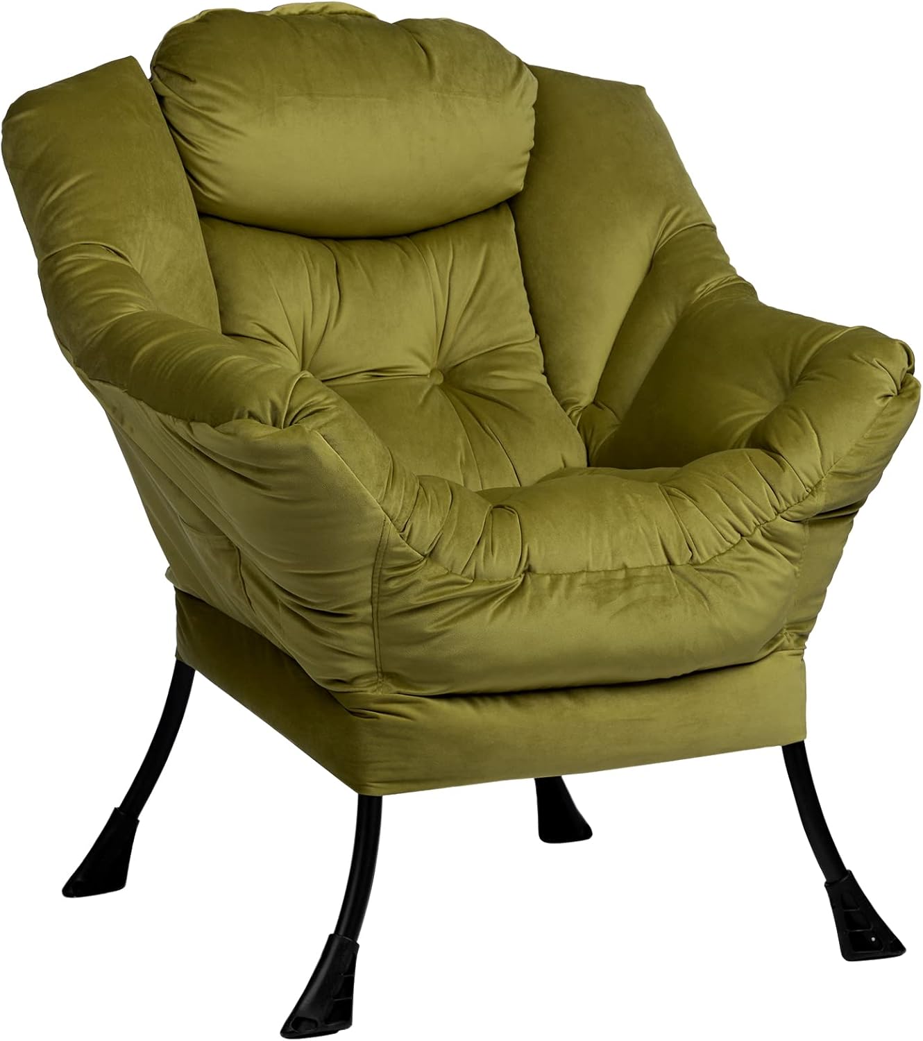 HollyHOME Lazy Chair with Armrest and Side Pocket, Comfy Accent Lounge Chair,Leisure Sofa Armchair for Living Room, Bedroom, Dorm, or Small Spaces, Oversized Reading Sofa Chair,Dark Grey
