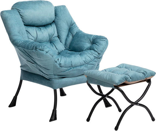 HollyHOME Lazy Chair with Armrest and Side Pocket, Comfy Accent Lounge Chair,Leisure Sofa Armchair for Living Room, Bedroom, Dorm, or Small Spaces, Oversized Reading Sofa Chair,Dark Grey