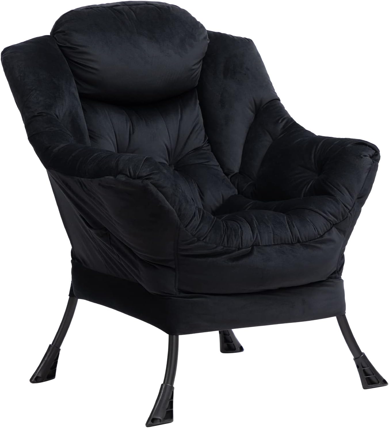 HollyHOME Lazy Chair with Armrest and Side Pocket, Comfy Accent Lounge Chair,Leisure Sofa Armchair for Living Room, Bedroom, Dorm, or Small Spaces, Oversized Reading Sofa Chair,Dark Grey