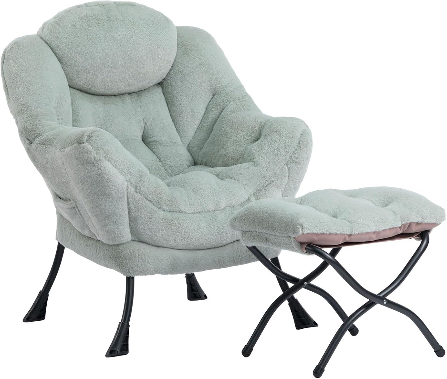 HollyHOME Lazy Chair with Armrest and Side Pocket, Comfy Accent Lounge Chair,Leisure Sofa Armchair for Living Room, Bedroom, Dorm, or Small Spaces, Oversized Reading Sofa Chair,Dark Grey