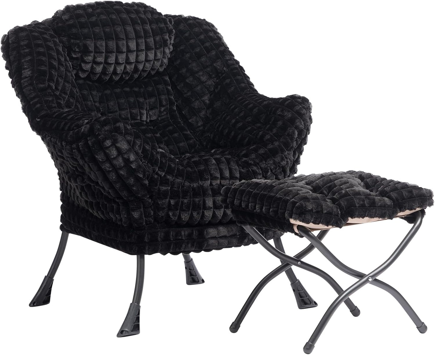 HollyHOME Lazy Chair with Armrest and Side Pocket, Comfy Accent Lounge Chair,Leisure Sofa Armchair for Living Room, Bedroom, Dorm, or Small Spaces, Oversized Reading Sofa Chair,Dark Grey
