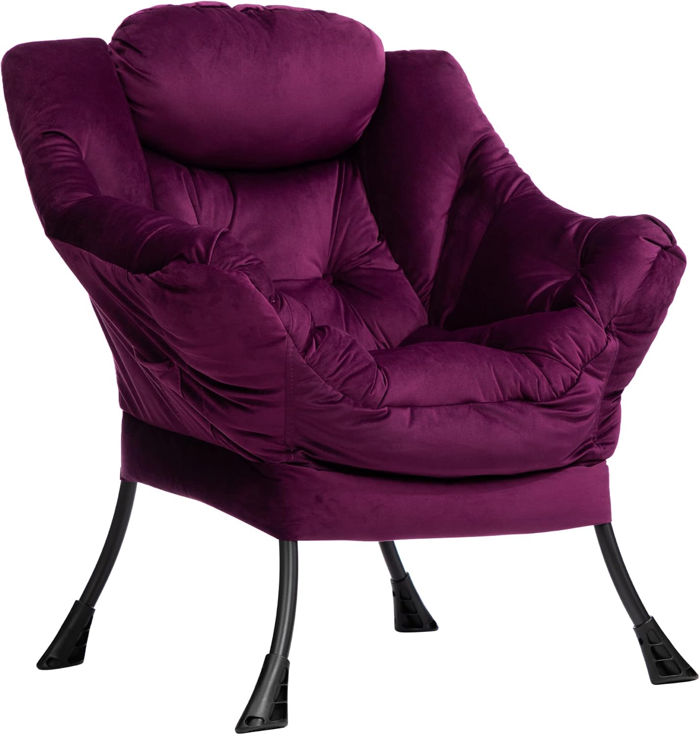 HollyHOME Lazy Chair with Armrest and Side Pocket, Comfy Accent Lounge Chair,Leisure Sofa Armchair for Living Room, Bedroom, Dorm, or Small Spaces, Oversized Reading Sofa Chair,Dark Grey